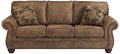 Gray Faux Leather Sofa with Nailhead Trim and 4 Accent Pillows U5484