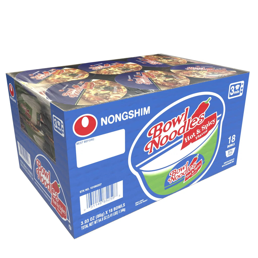 3.03oz X 18 Count Hot & Spicy Beef Ramyun Ramen Noodle Soup Bowl N203