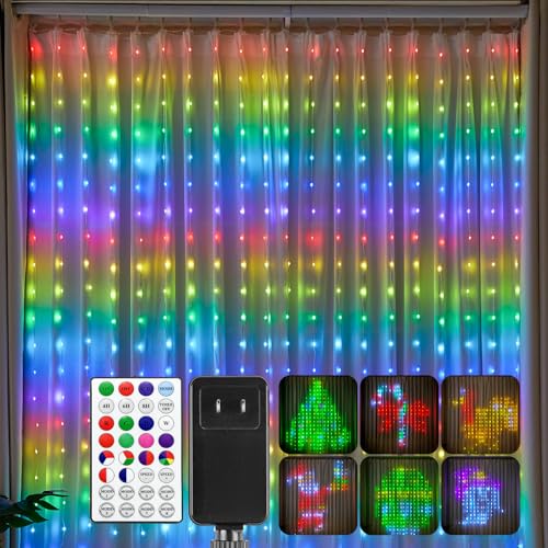 400 RGBIC LED Smart Curtain Fairy Lights, 6.6x6.6ft, IP65 Waterproof F956