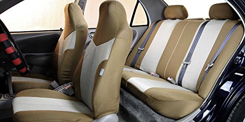 Beige Twill Car Seat Covers Full Set H3472