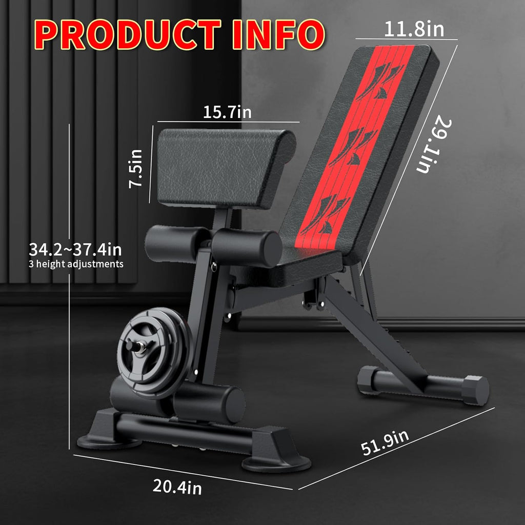 Adjustable Weight Bench 660 Lbs Incline Decline Flat Z569