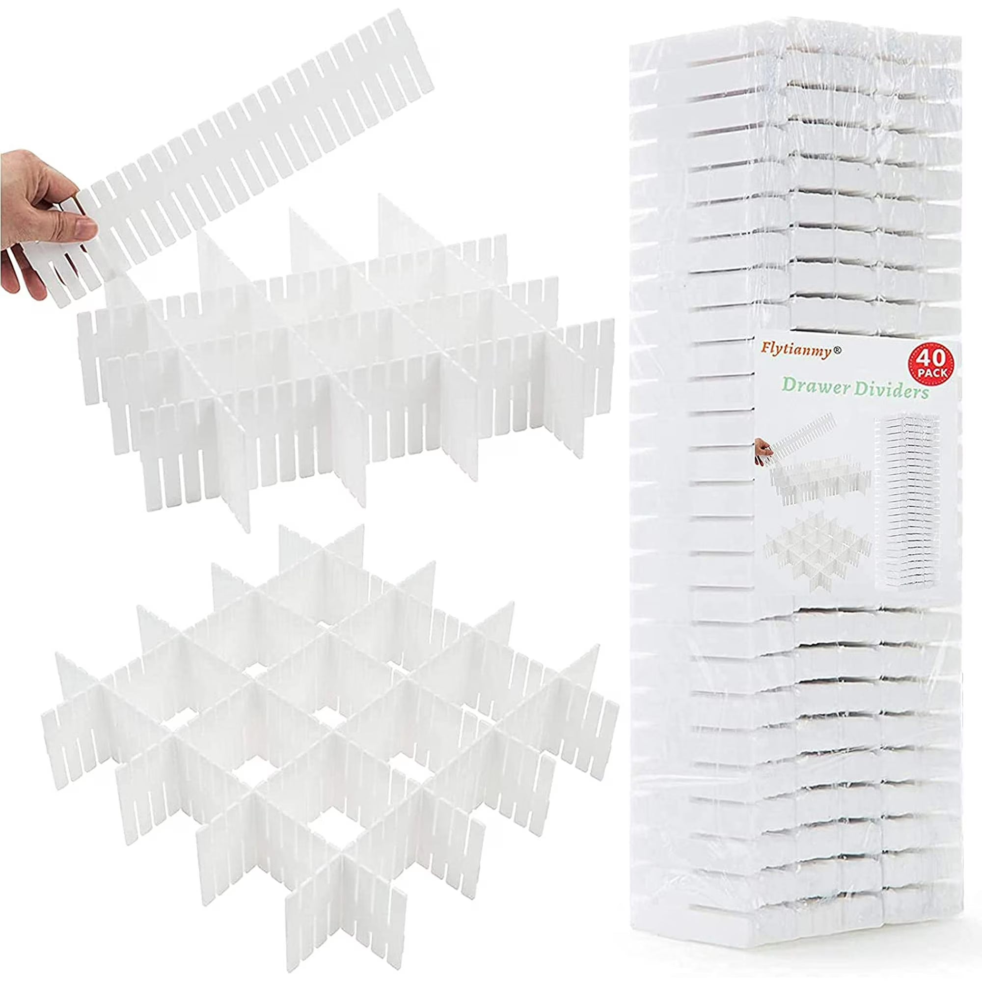 40 Pack White Drawer Dividers Organizer Set L897