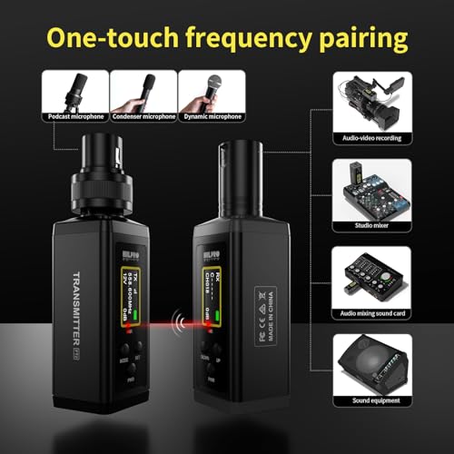 UHF Wireless XLR Transmitter and Receiver with Dual Antennas, Plug-on Wireless Mic Adapter P954737