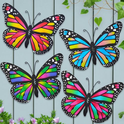 4 Pack 9.8in Metal Butterflies Wall Sculpture T26954