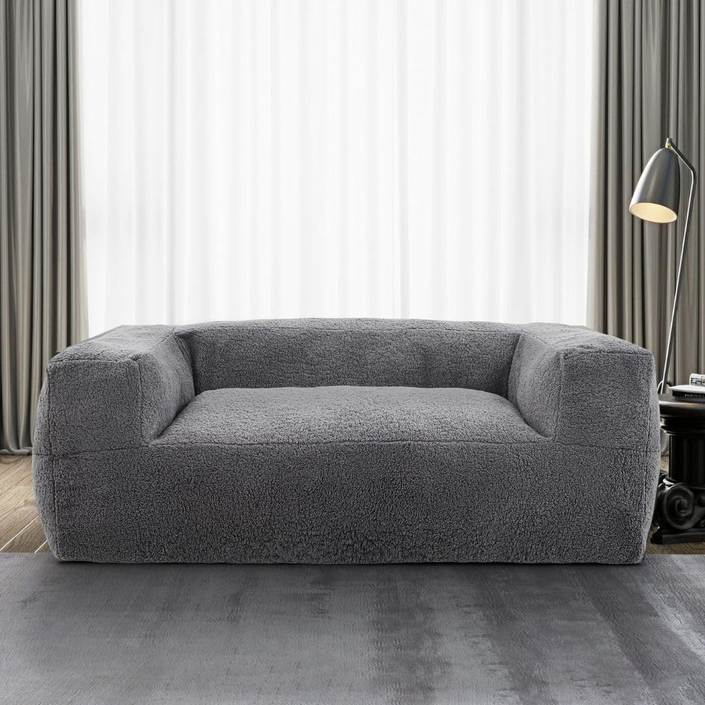 Gray Memory Foam Bean Bag Sofa Chair with Armrest D389