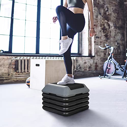 16 Inch Adjustable Aerobic Stepper Exercise Workout Step Platform Bench with 4 Risers K996403