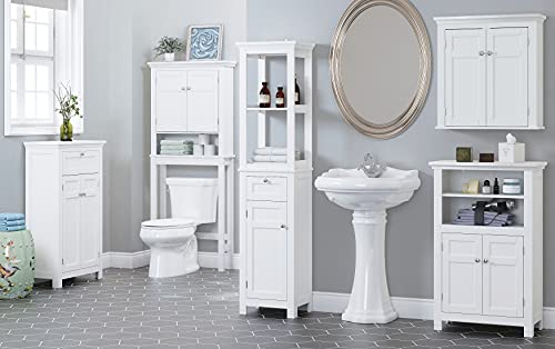 White Tall Freestanding Storage Cabinet with Door and Drawer T5156