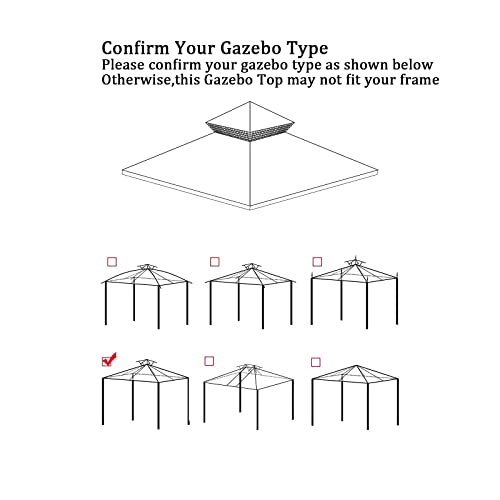 Beige 10x10 FT Gazebo Canopy Replacement Cover with Air Vent O5821