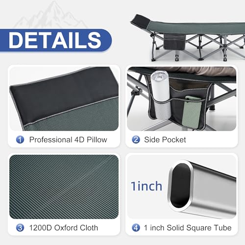 Folding Camping Cot with Pillow and Carry Bag T757540