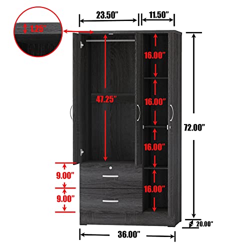 Maple Wardrobe Armoire with Two Drawers D933