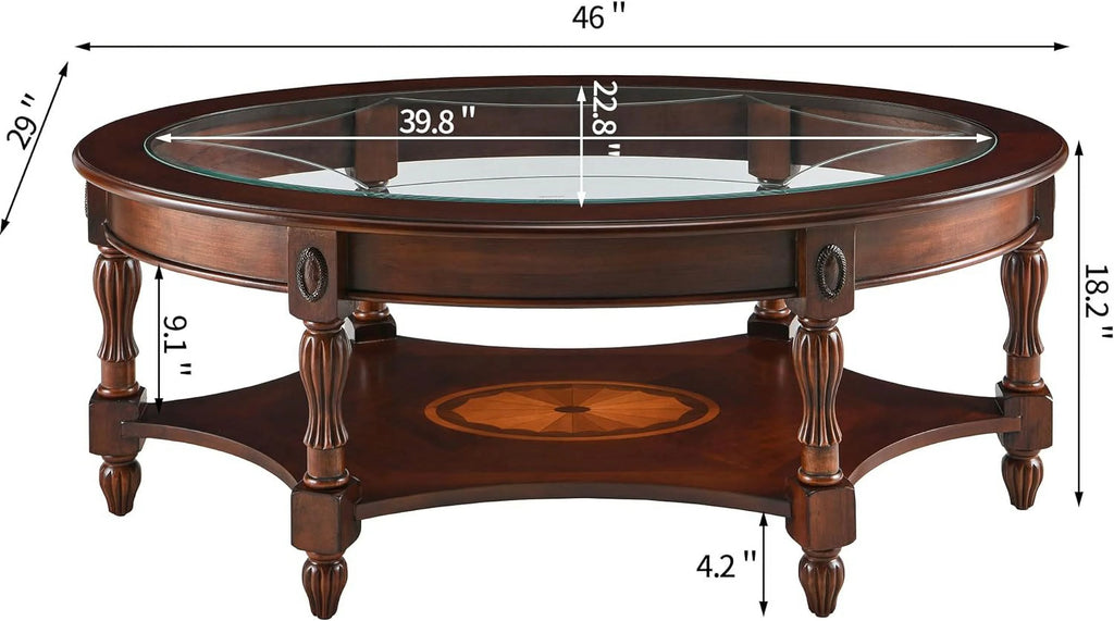 Solid Wood Coffee Table With Glass Top F31667