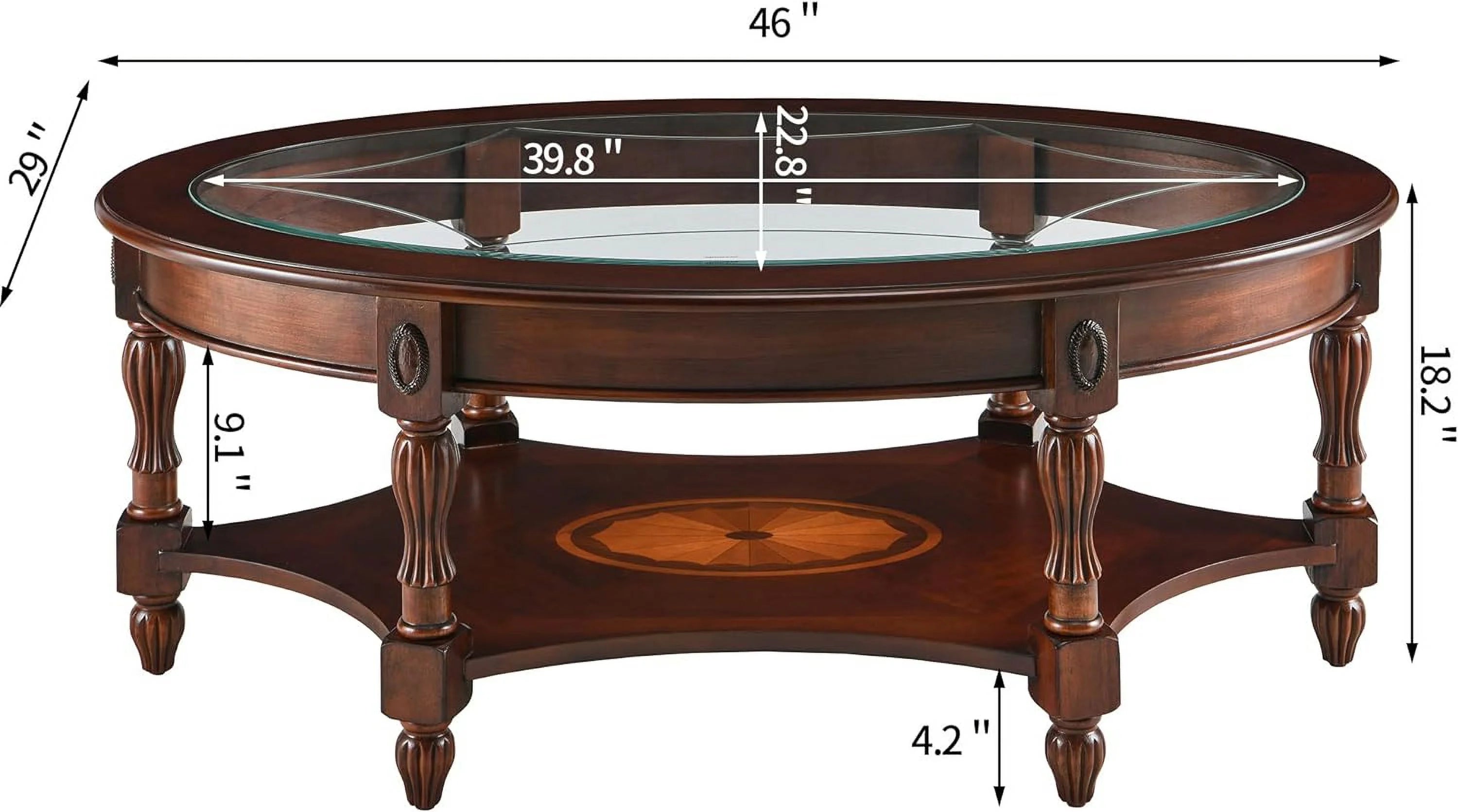 Solid Wood Coffee Table With Glass Top F31667