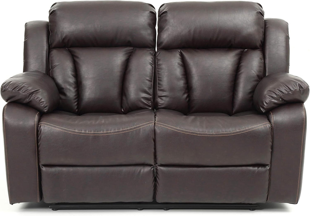 Brown Faux Leather Reclining Loveseat I9491