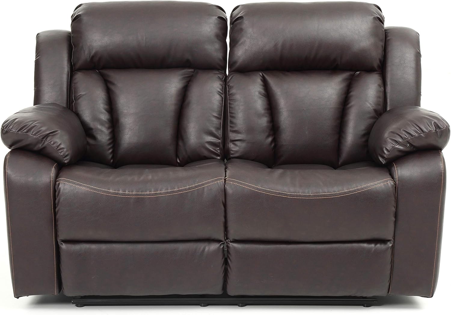 Brown Faux Leather Reclining Loveseat I9491