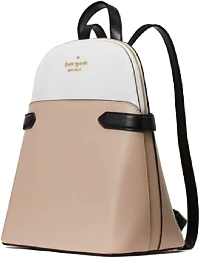 Warm Beige Black Leather Medium Backpack A43723