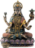 Bronze Hindu Goddess Lakshmi On Lotus Display Statue Z626