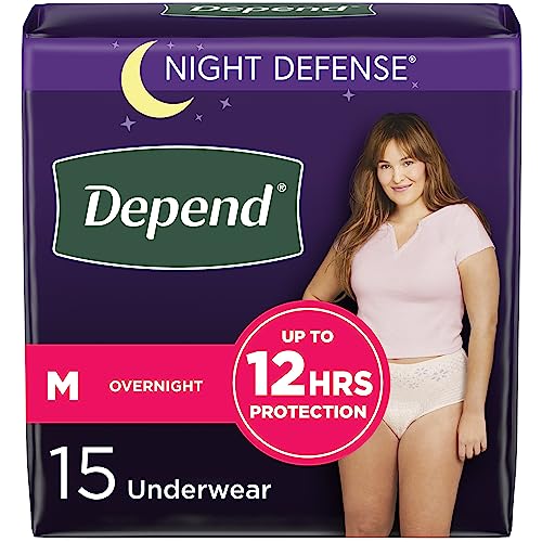 Disposable Overnight Adult Incontinence Underwear for Women, Medium, Blush, 15 Count E72225