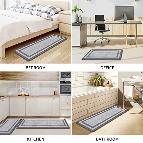 2 PCS Black and Gray Anti-Fatigue Kitchen Mat W774954