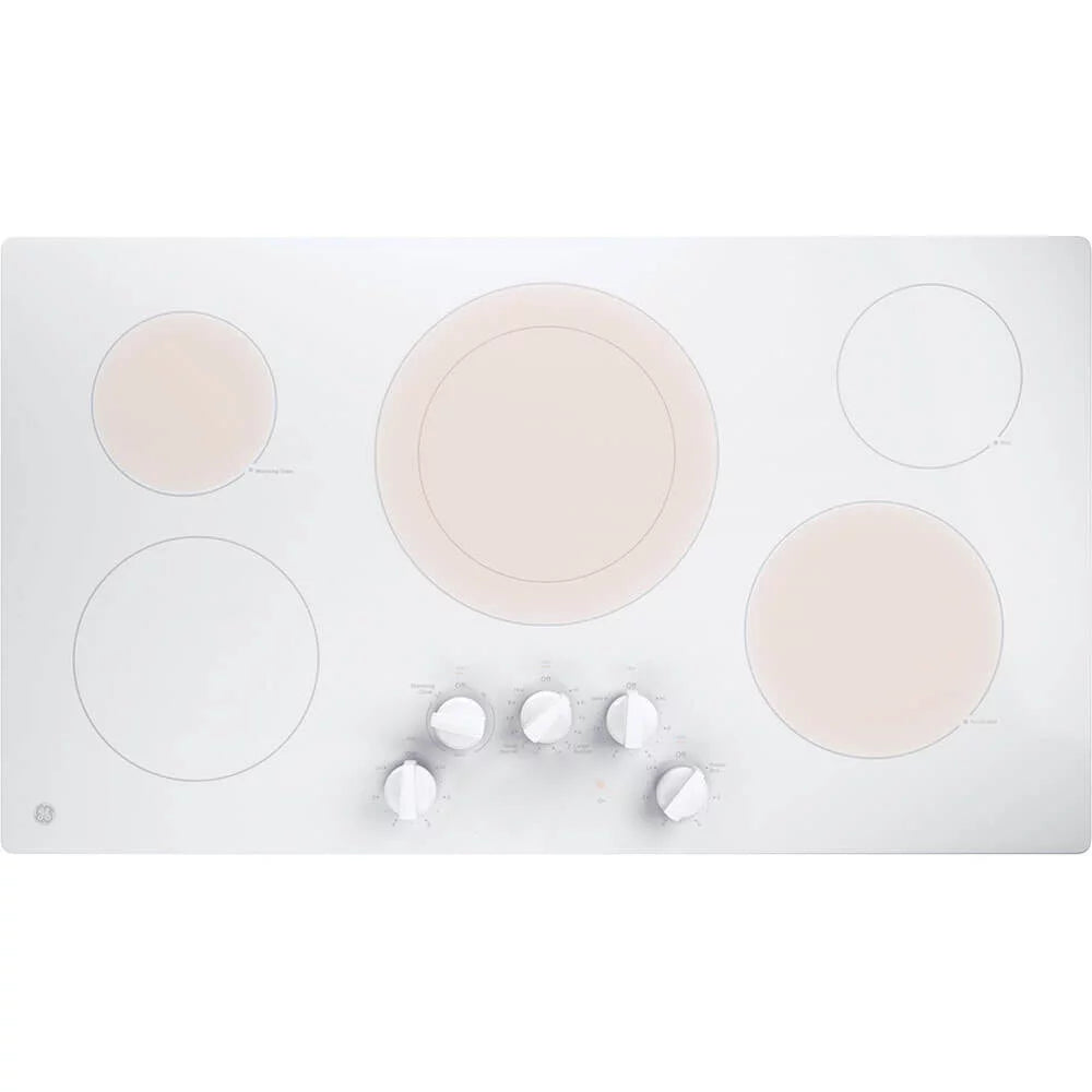 36" Wide 5 Burner Electric Cooktop White Y5555