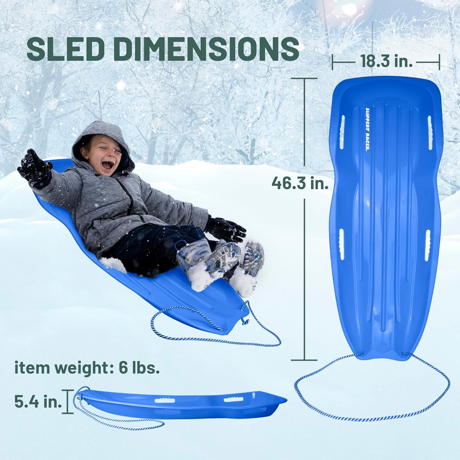 Flexible Plastic Toboggan Snow Sled M968