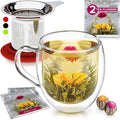 Double-Wall Borosilicate Glass Mug with Stainless Steel Infuser and Lid – 15 OZ R674