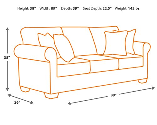 Gray Faux Leather Sofa with Nailhead Trim and 4 Accent Pillows U5484