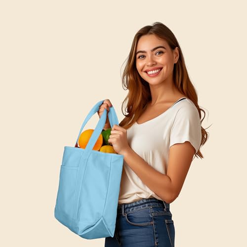 20" Solid Color Cotton Canvas Shopping Tote Bag O810