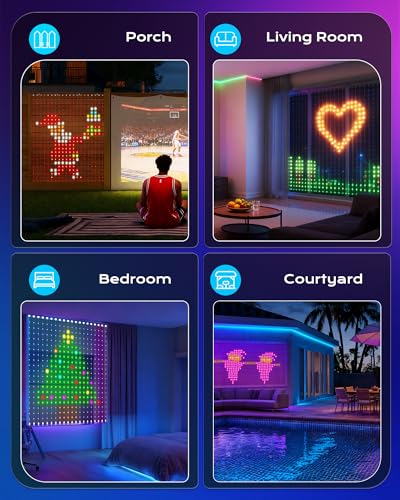 400 RGBIC LED Smart Curtain Fairy Lights, 6.6x6.6ft, IP65 Waterproof F956