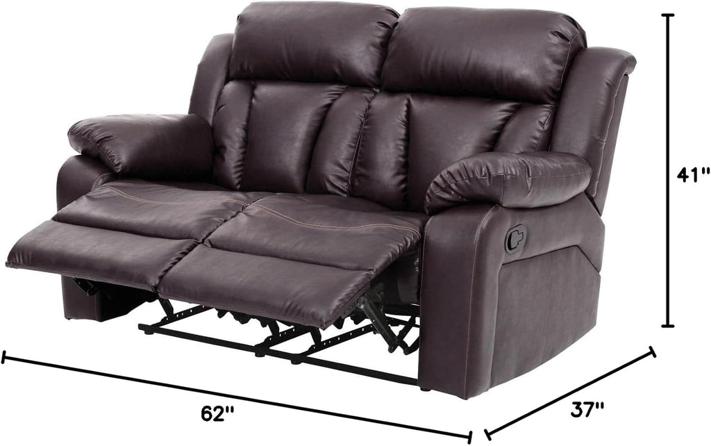 Brown Faux Leather Reclining Loveseat I9491