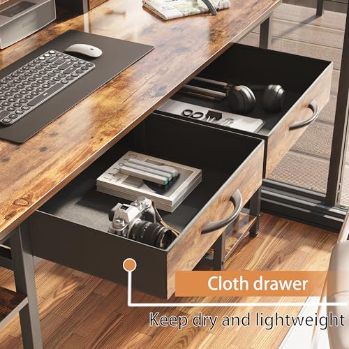 55 Inch Computer Desk with Monitor Shelf, 4 Drawers, Brown S32303