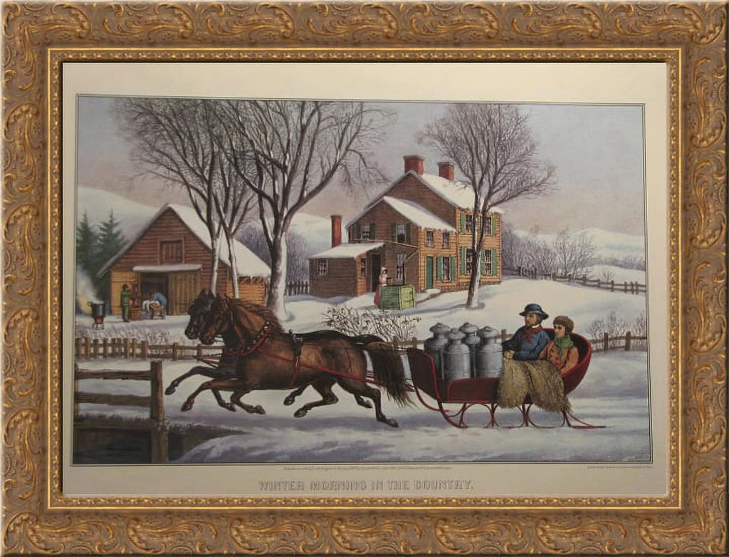 Gold Ornate Wood Framed Canvas Art W4536