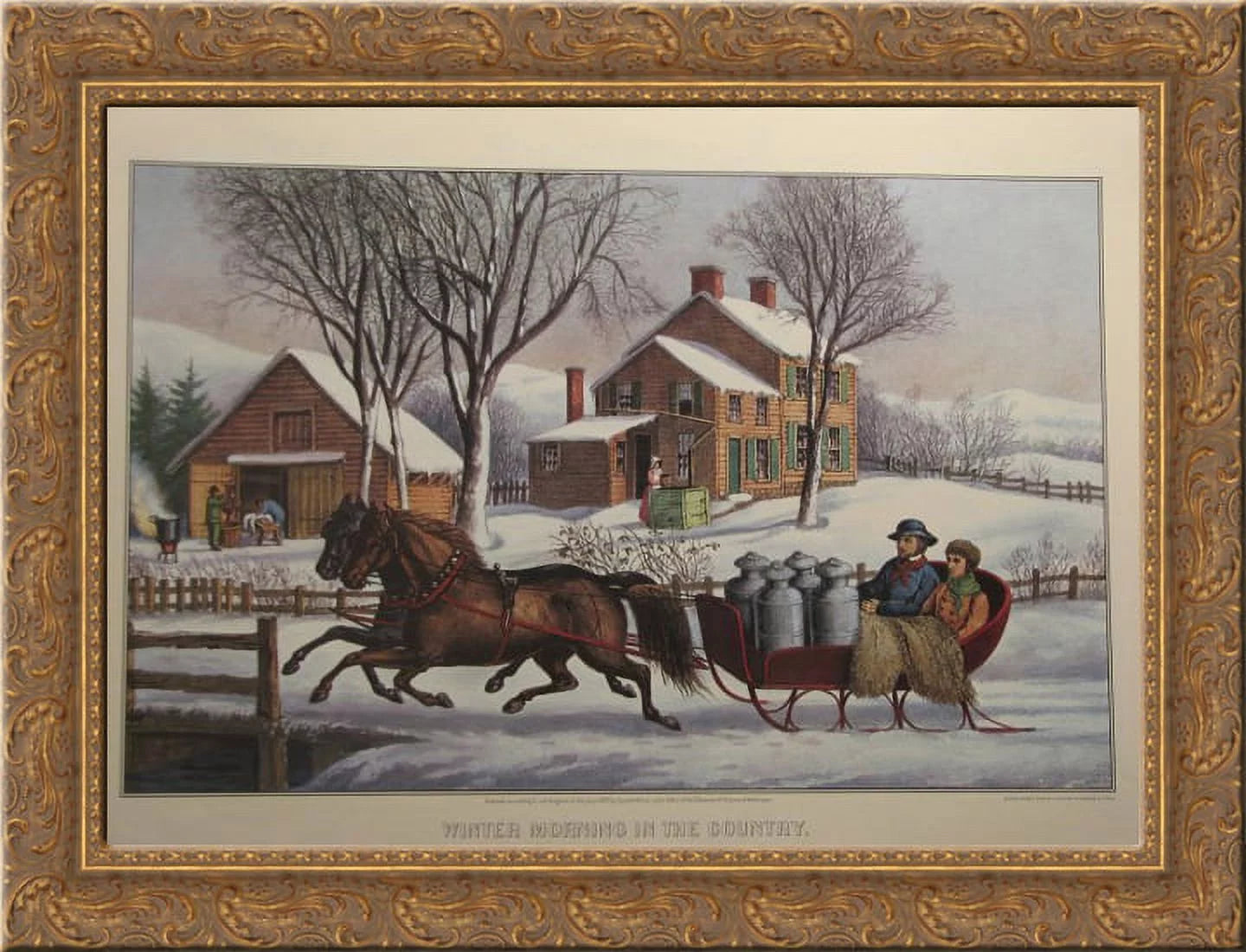 Gold Ornate Wood Framed Canvas Art W4536