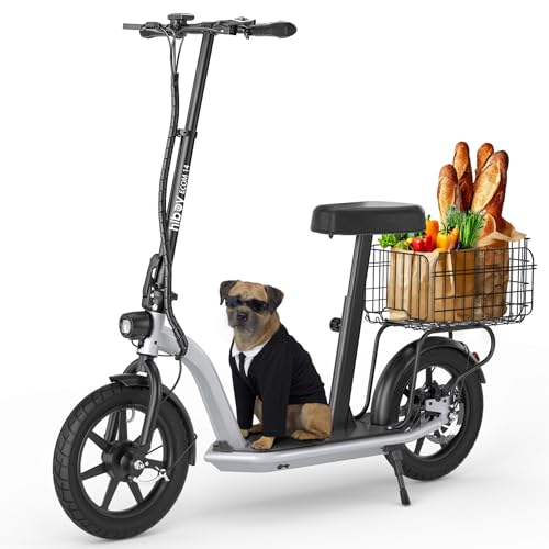Electric Scooter, 46.6 Mi Long Range, 22 MPH, 650W Motor, 11'' Pneumatic Tires, Dual Suspension, 265lbs MAX Load Q504942