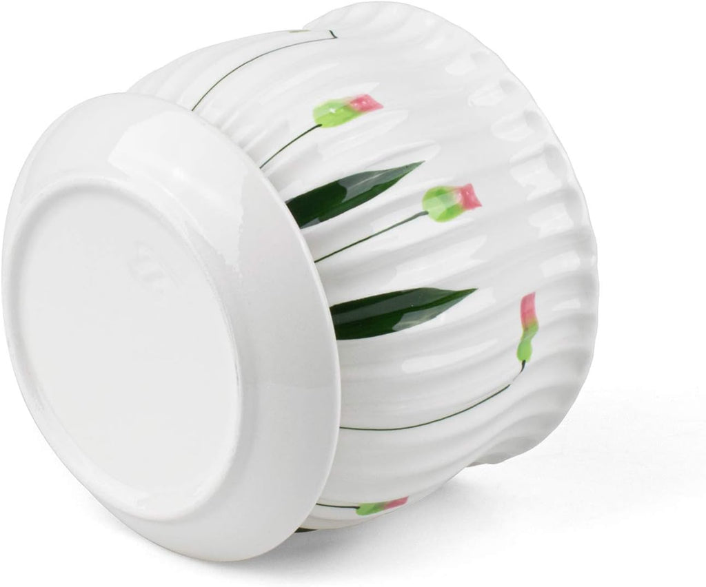 Set of 3 Ceramic Plant Pots with Drainage and Saucer H557449