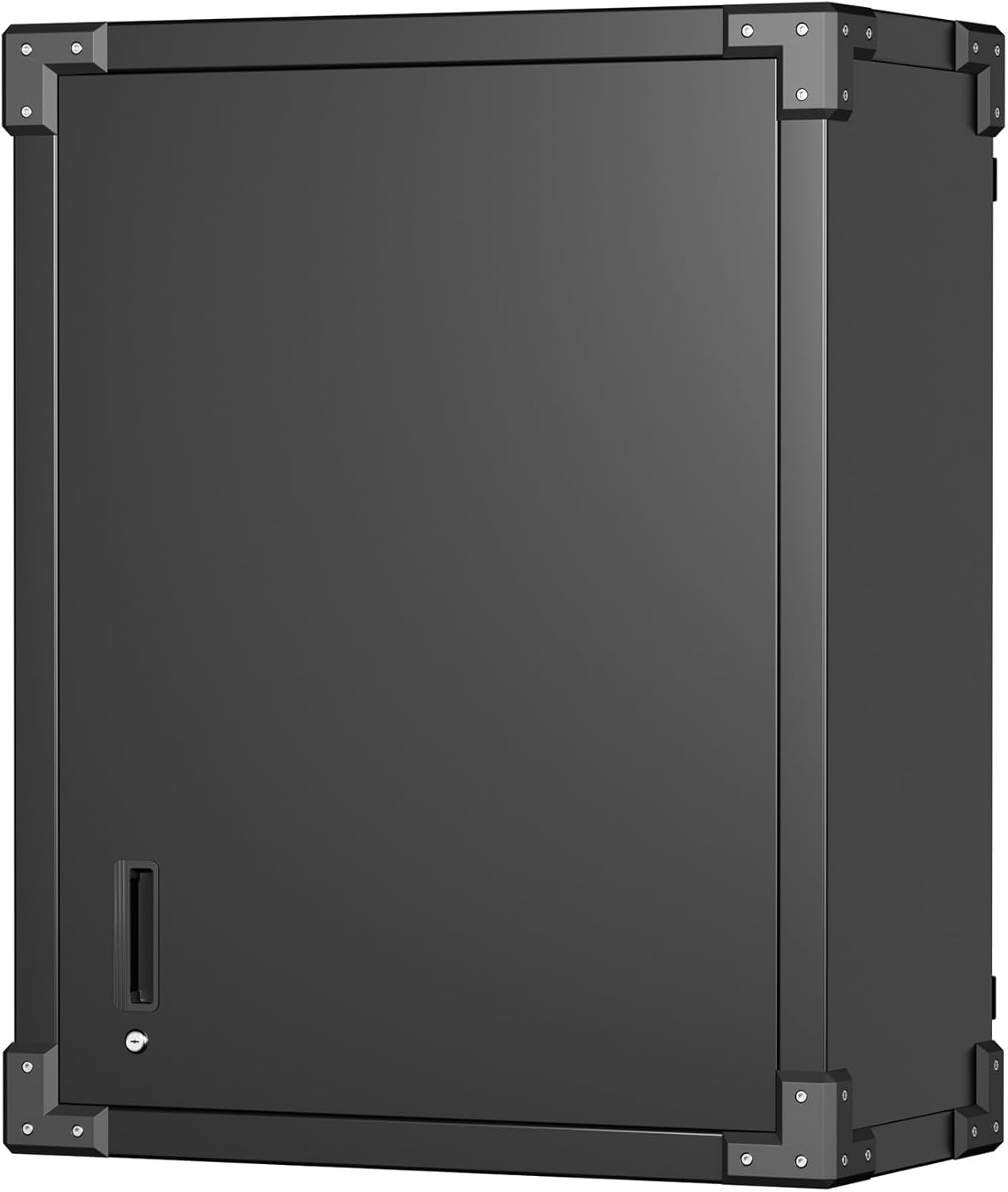 Black Metal Wall Cabinet with Locking Door and Adjustable Shelf L8870