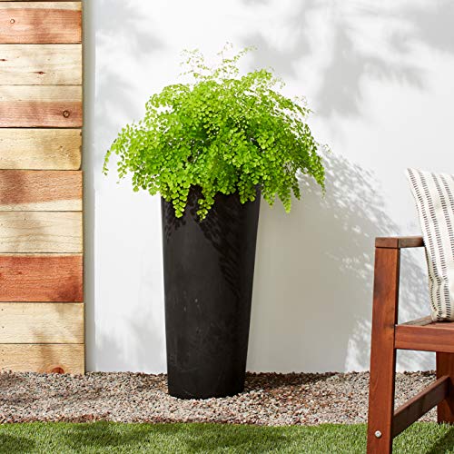 Black Tall Round Planter, 13 by 13 by 28-Inch C7888