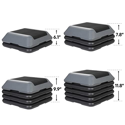 16 Inch Adjustable Aerobic Stepper Exercise Workout Step Platform Bench with 4 Risers K996403