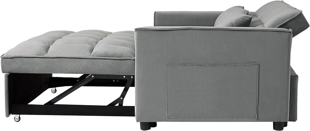 Grey 3 in 1 Convertible Sleeper Sofa Bed V7092
