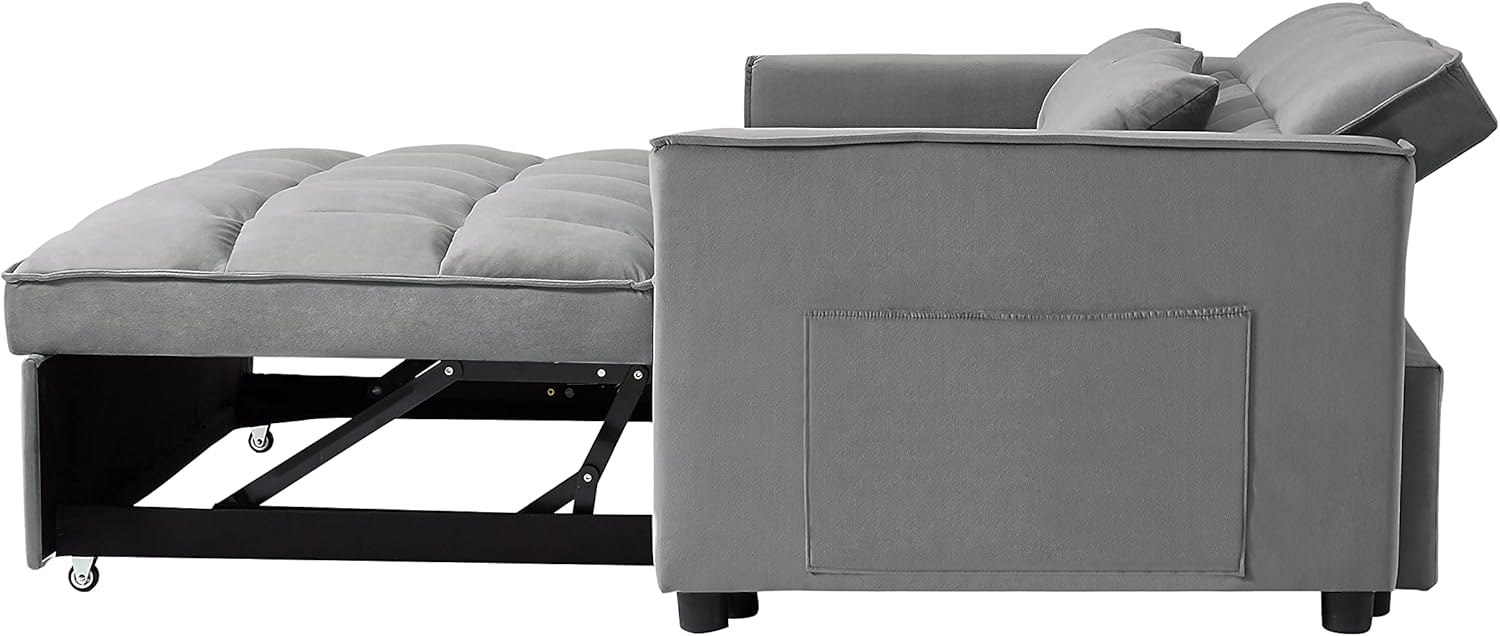 Grey 3 in 1 Convertible Sleeper Sofa Bed V7092