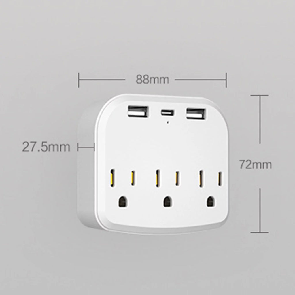 International Power Plug with 3 US Outlets and 2 USB Z58062