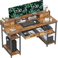55 Inch Computer Desk with Monitor Shelf, 4 Drawers, Brown S32303