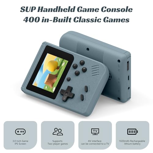 Gray Retro Handheld Games Console with 400 Video Games and 3.0 Inch IPS Screen I164