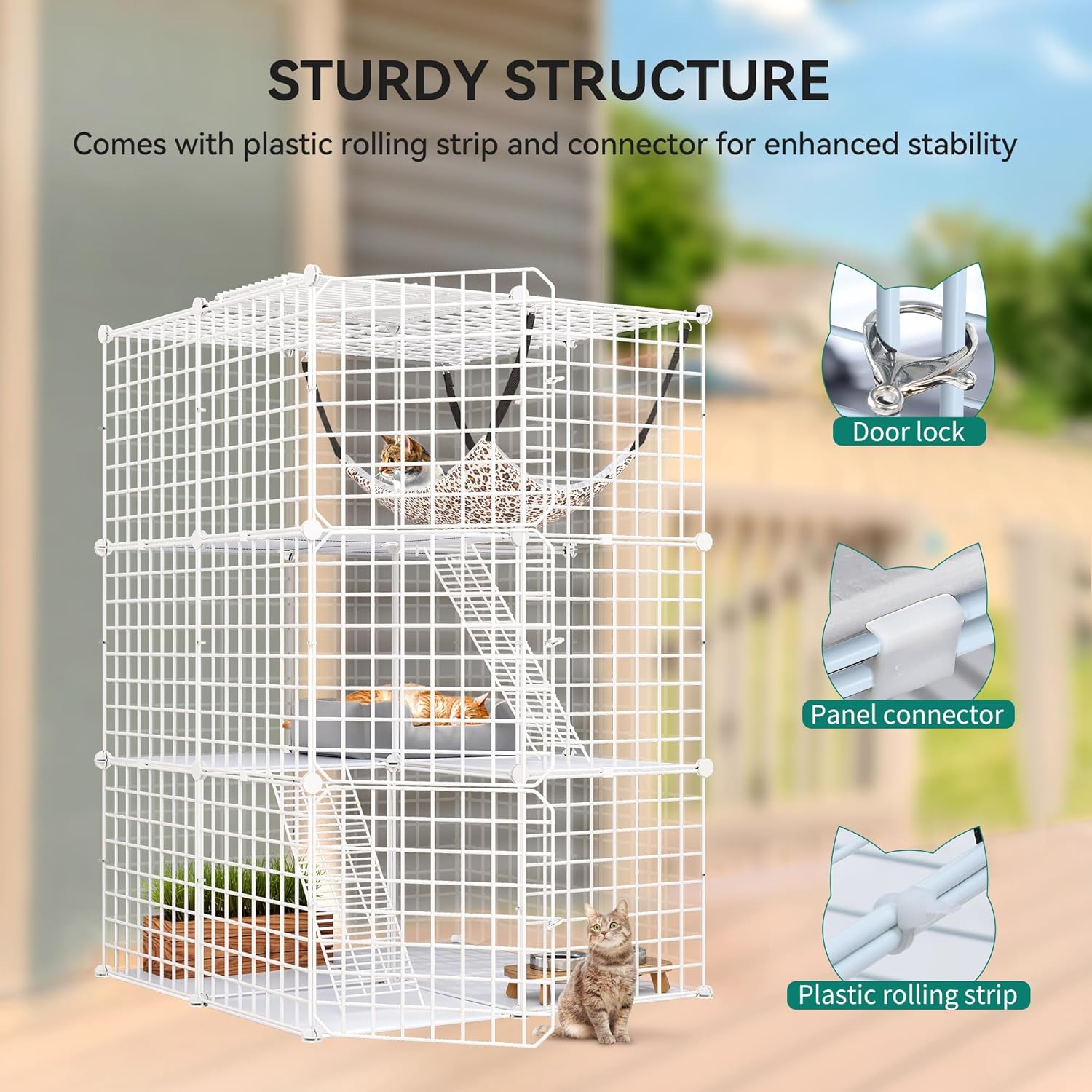 White 3-Tiers Metal Cat Cage X42273