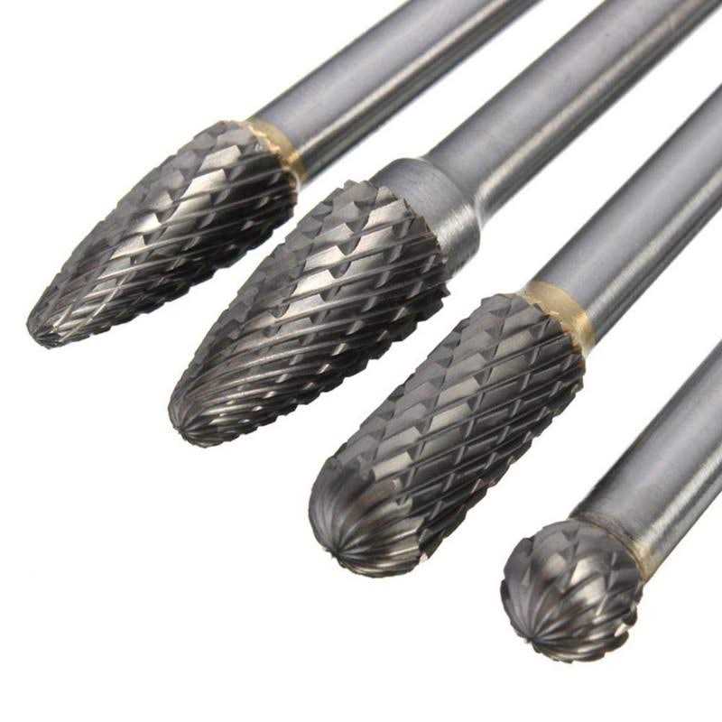 4pcs Tungsten Carbide Burr Set 6mm Shank 6-inch Length S559