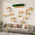 16 Pcs Pine Wooden Cat Wall Shelves with House K63919