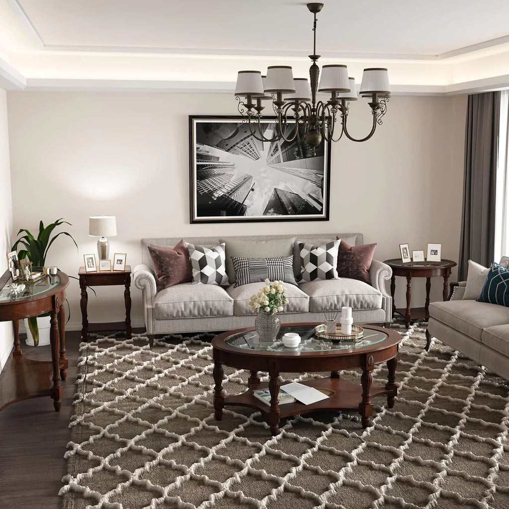Solid Wood Coffee Table With Glass Top F31667