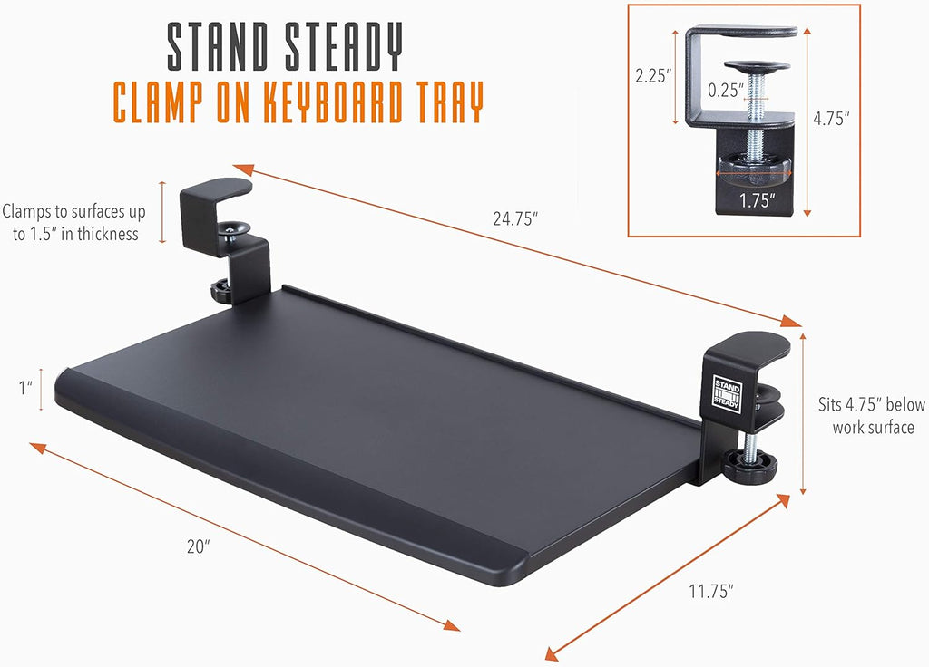 Small Clamp On Keyboard Tray, 20 x 11.75'' N25817