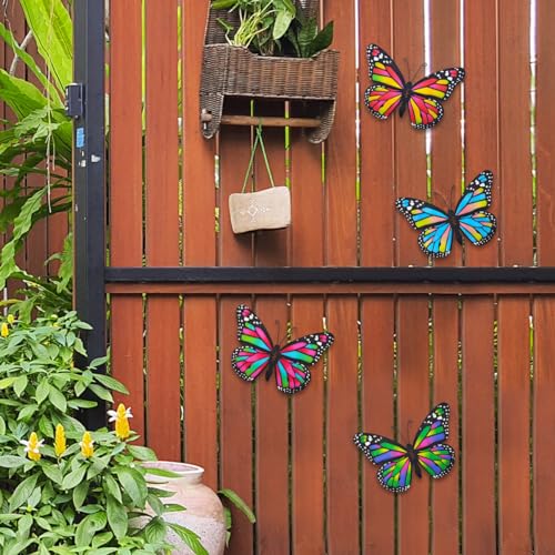 4 Pack 9.8in Metal Butterflies Wall Sculpture T26954