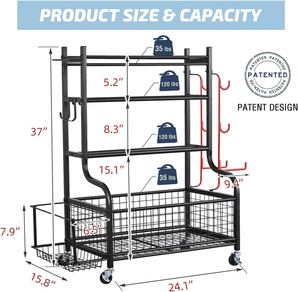 Dumbbell Rack with Wheels and Hooks L656237