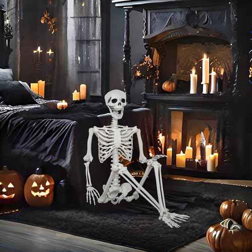 5.9ft Halloween Life Size Skeleton Plastic Human Bones with Movable Joints Q50339